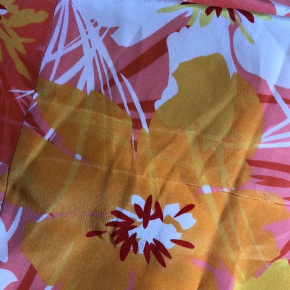 100% silk sheath dress/Casual Corner/ yellows, oranges/white/sleeveless/lined - Picture 11 of 14